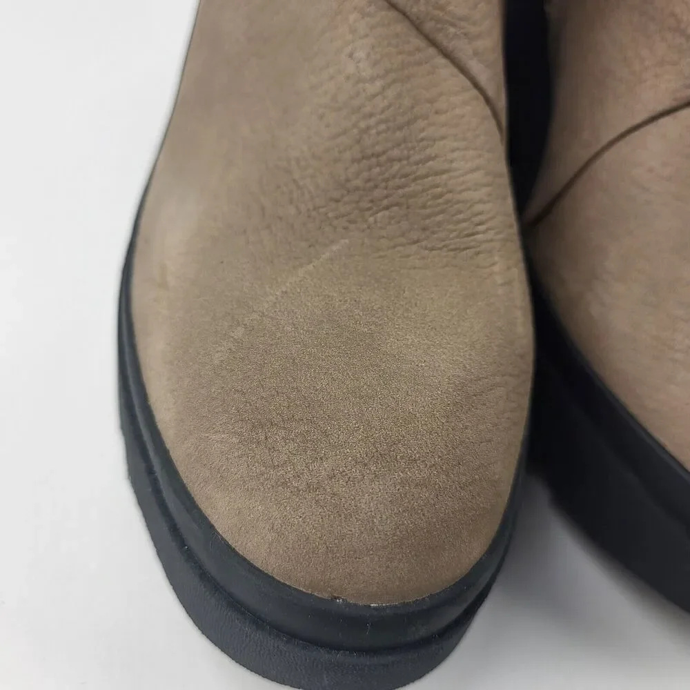 Eileen Fisher Tan Taupe Leather Lug Platform Ankle Booties Boots Size 11